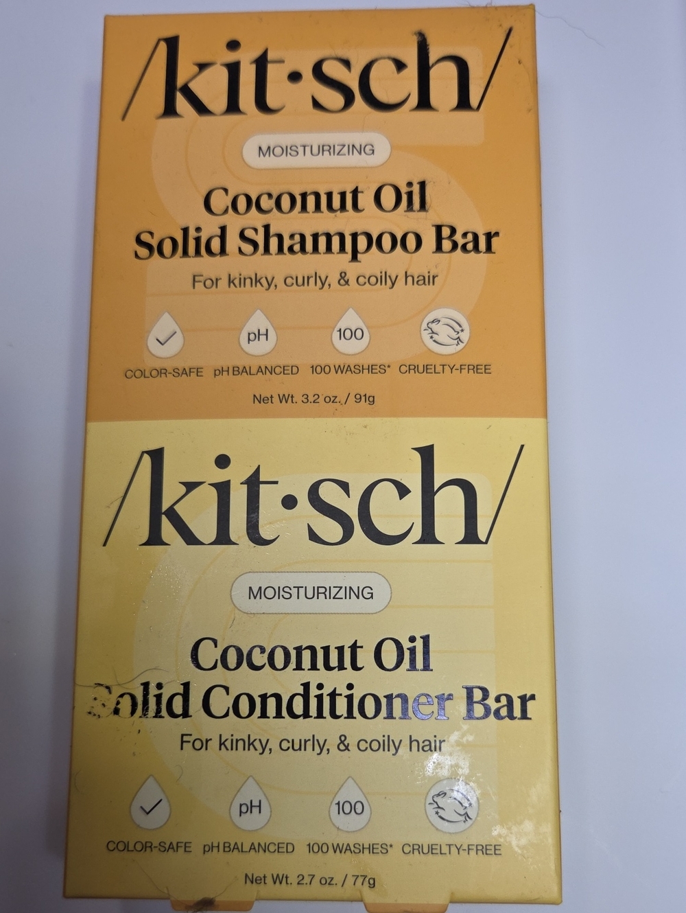 Kitsch Coconut Oil Solid Shampoo & Conditioner Bars - Yellow